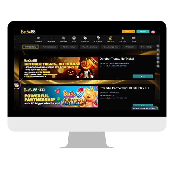 Bonus offers on Betso88 casino